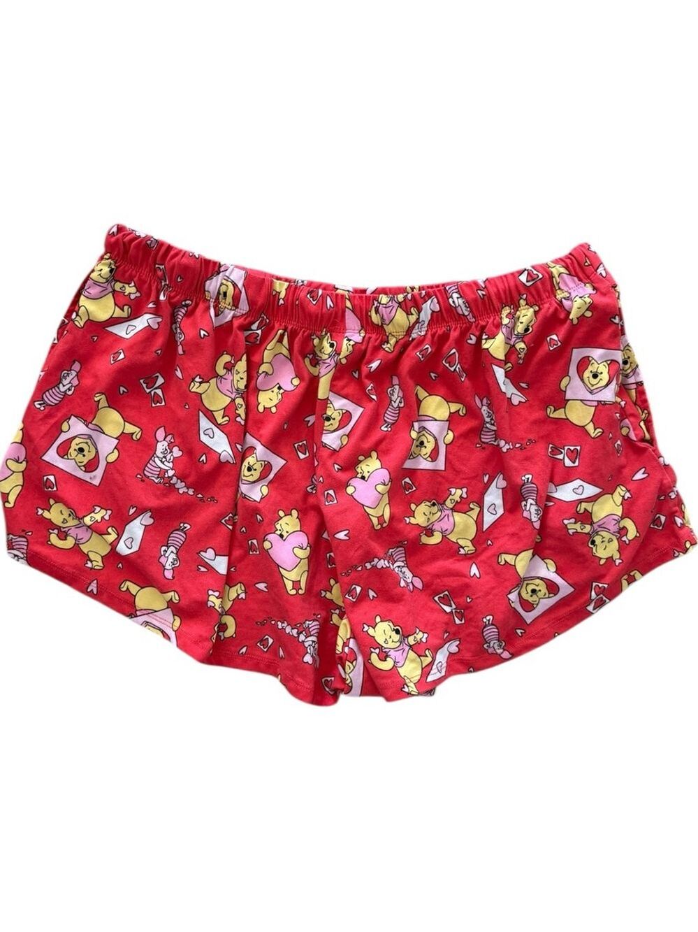 Disney Winnie the Pooh Red Valentine Pajama Short Set Extra Large - Picture 5 of 8